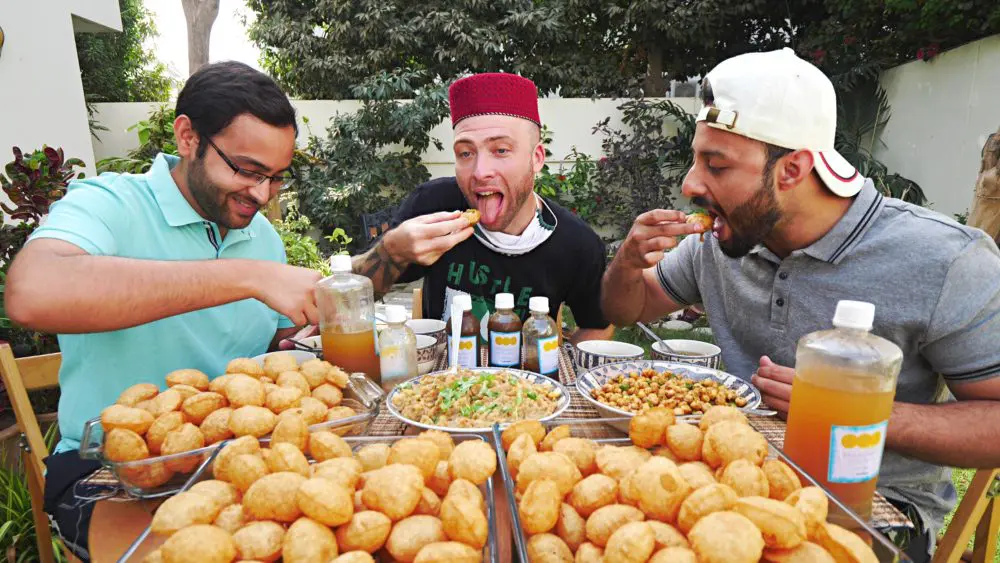 Eating pani puri in Karachi, Pakistan