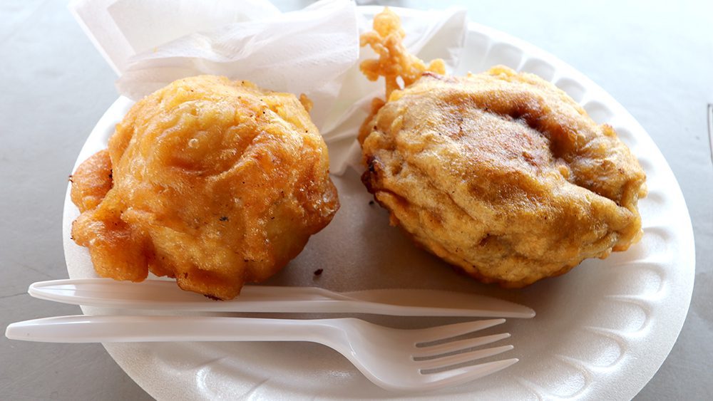 Pionono, a fatty but delicious deep-fried Puerto Rican food made from yellow plantain dough stuffed with ground beef