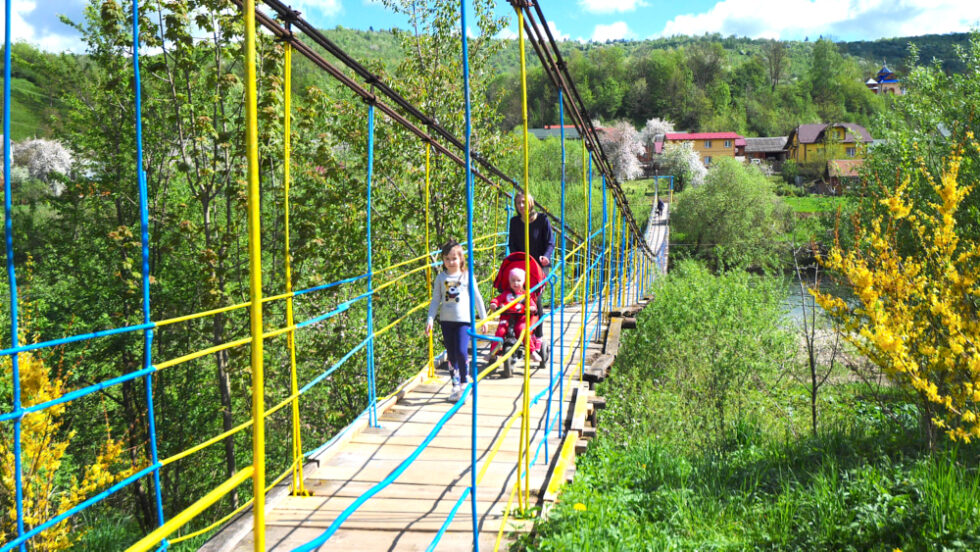 A wooden bridge on the way to Tustan, Ukraine