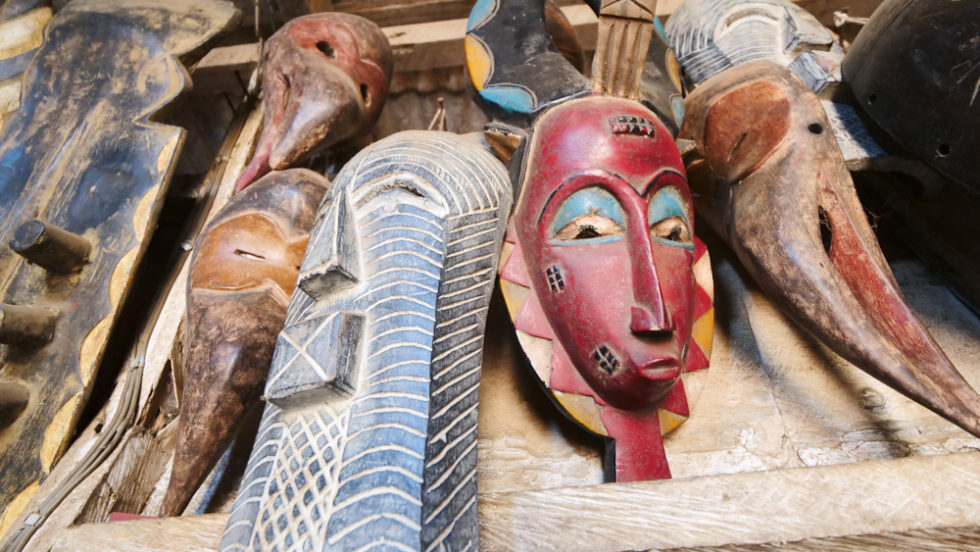 Antique masks in Accra, Ghana