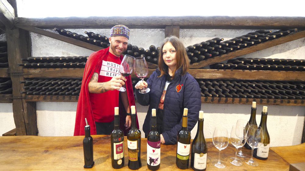 David Hoffmann and Miriam enjoying wine at Winery Khareba in Alazani Valley