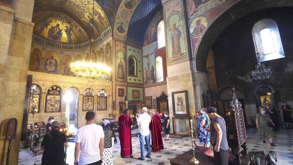 The interior of Tbilisi Sioni Cathedral in Tbilisi, Georgia