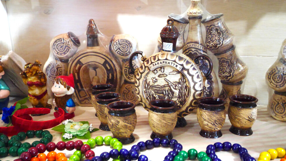 Items in the Palanok Castle souvenir shop
