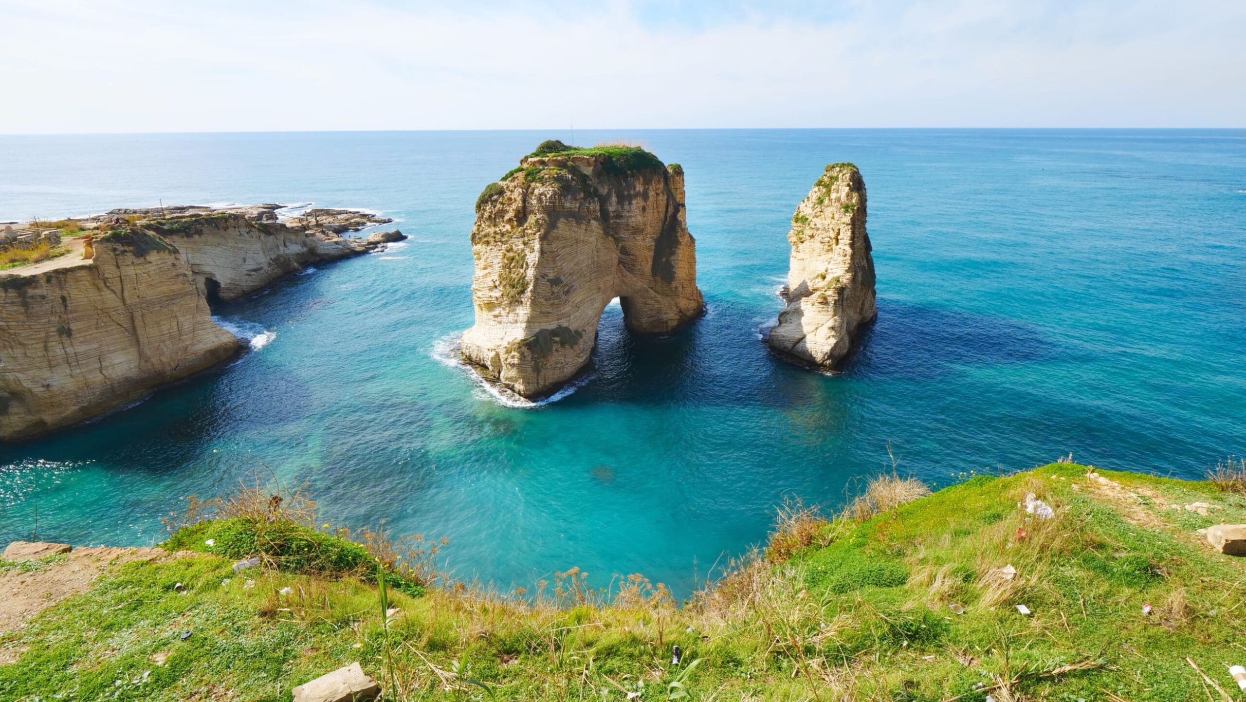 Raouche Rock off the coast of western Beirut, Lebanon