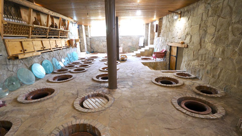 The qvevri room at Wine Artisans in Ateni, Georgia