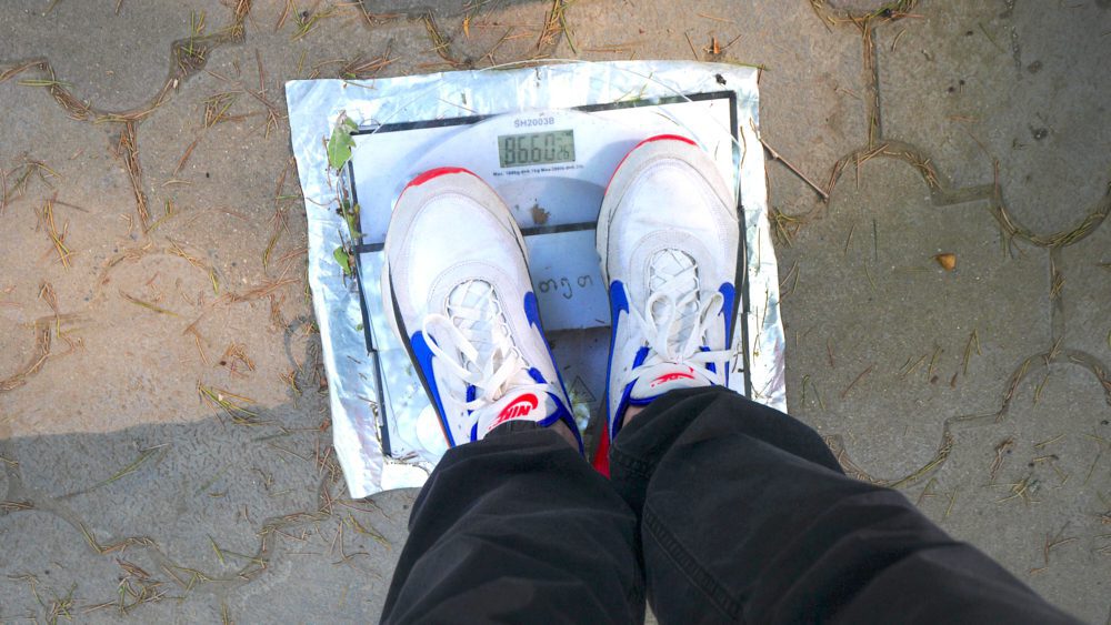 Weighing myself in Kutaisi Park