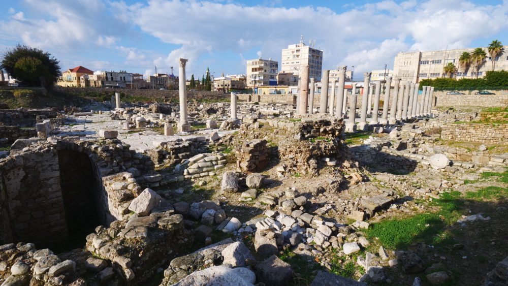 The ancient Roman ruins of Al Mina Archaeological Site in Tyre, Lebanon