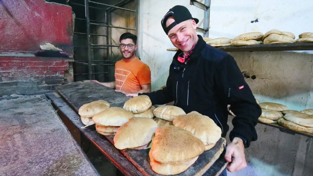 Freshly made Lebanese pita bread 