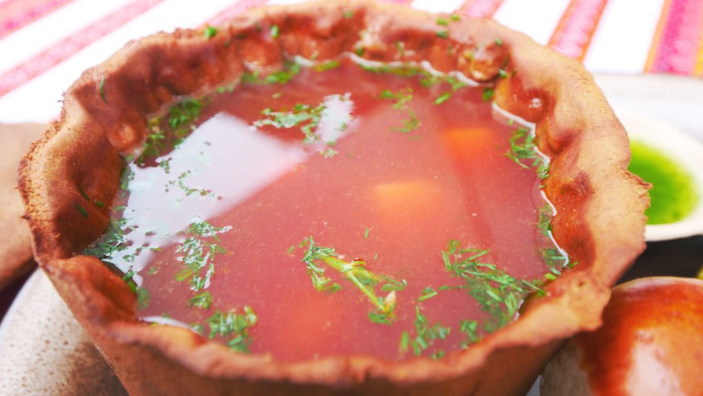 Borscht, arguably one of the most famous Ukrainian foods to eat in Ukraine | David's Been Here