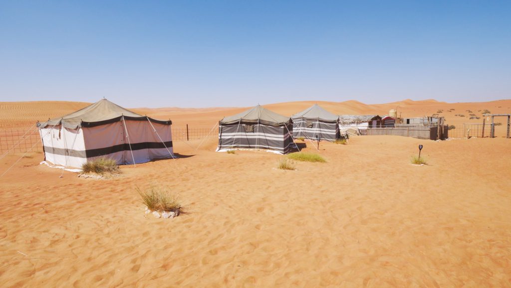 A Bedouin campsite in the Wahiba Sands of Oman