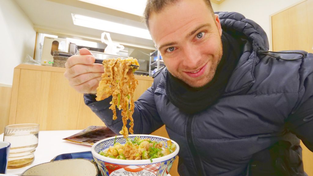 Enjoying a beef bowl at Yoshinoya in Tokyo | David's Been Here