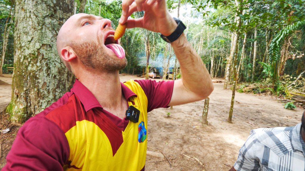 Eating a tacoma worm in the jungles of Guyana | David's Been Here