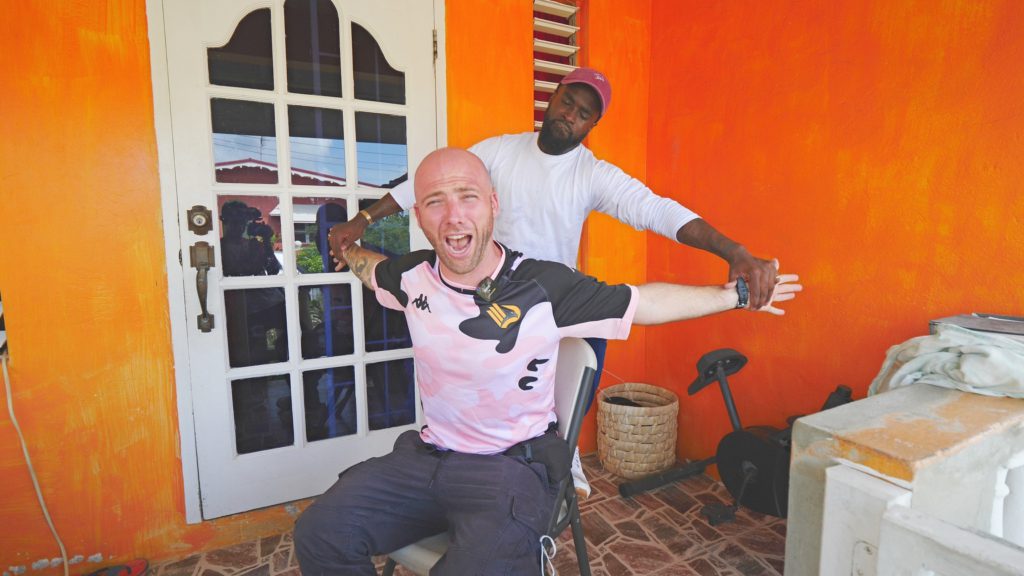 Enjoying a wild Bajan haircut and massage | Davidsbeenhere