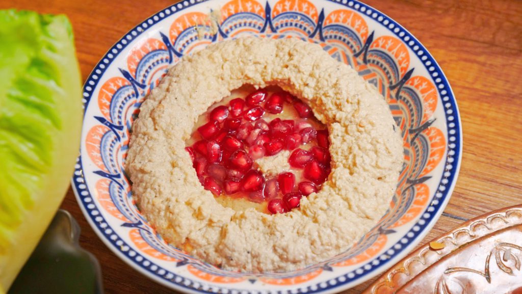 Creamy baba ghanoush with pomegranate seeds | Davidsbeenhere
