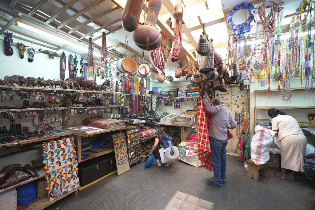 A shop full of handmade crafts in the Masai Market Workshop in Nairobi, Kenya | Davidsbeenhere