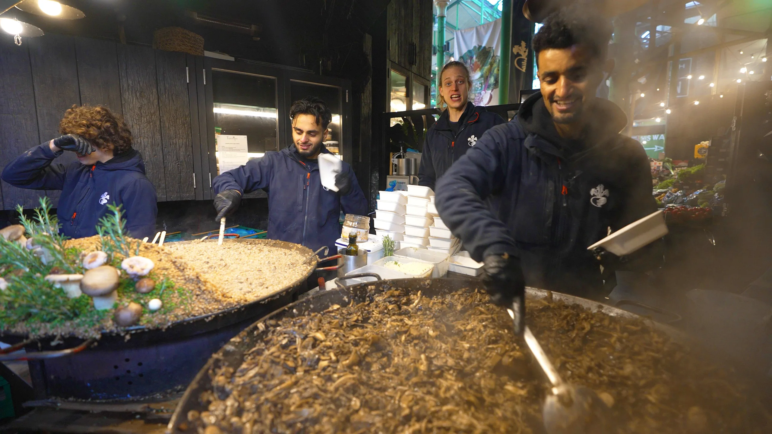 The vendors at Wild Mushroom Risotto in Borough Market | Davidsbeenhere