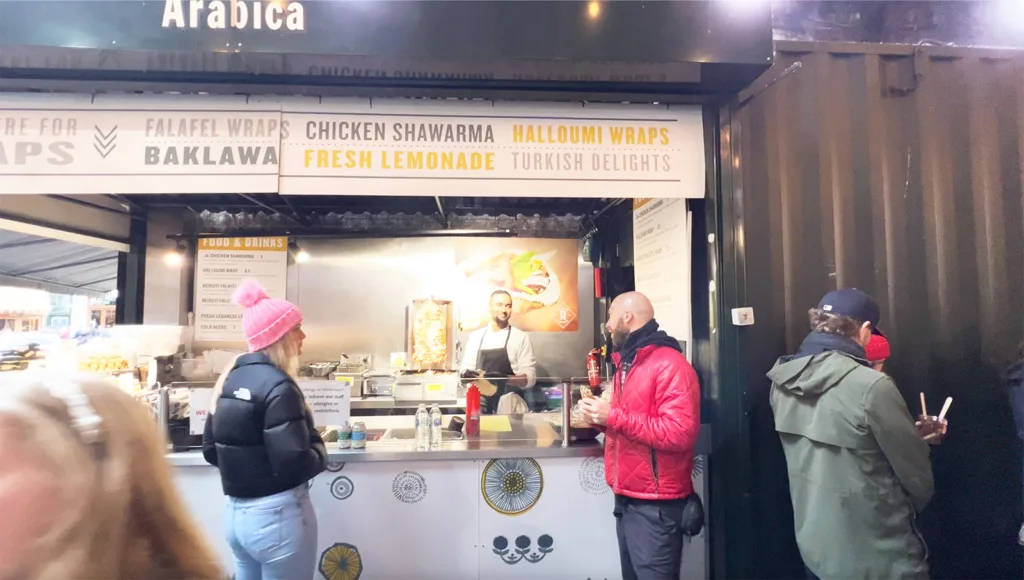 Arabica To Go, a vendor that sells Middle Eastern food in Borough Market in London | Davidsbeenhere