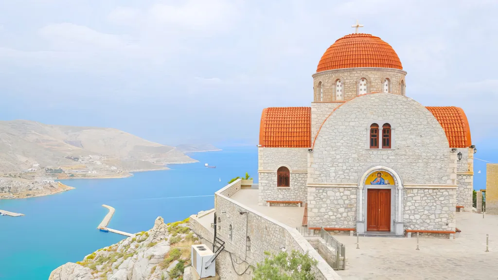 A Greek Orthodox church on a hill on the island of Kalymnos | Davidsbeenhere