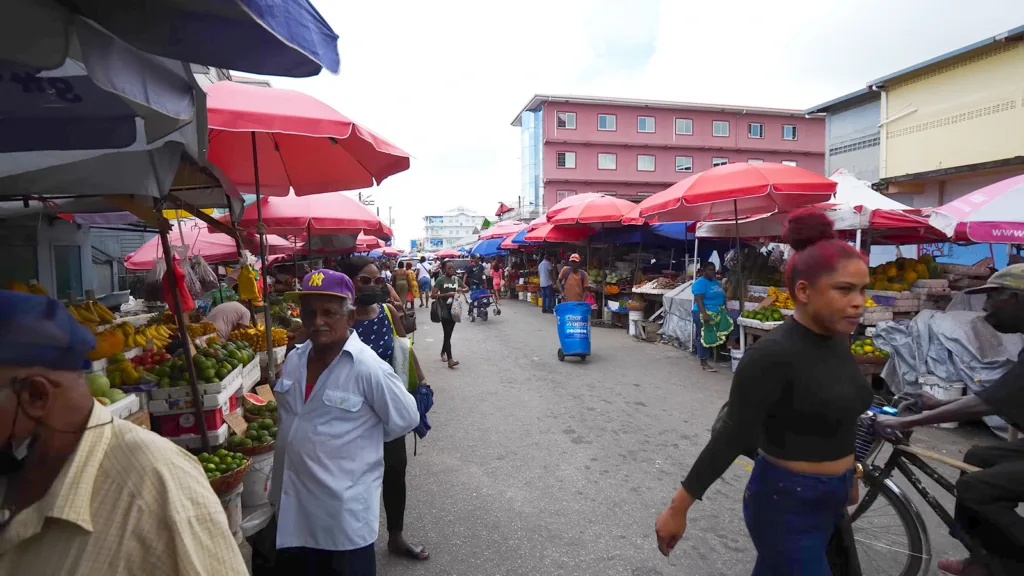 Produce vendors lining the street at Bourda Market in Georgetown, Guyana | Davidsbeenhere