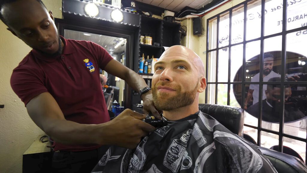 David Hoffmann enjoys a haircut for men and a shave at Awesome Image Barber Shop in Georgetown, Guyana | Davidsbeenhere