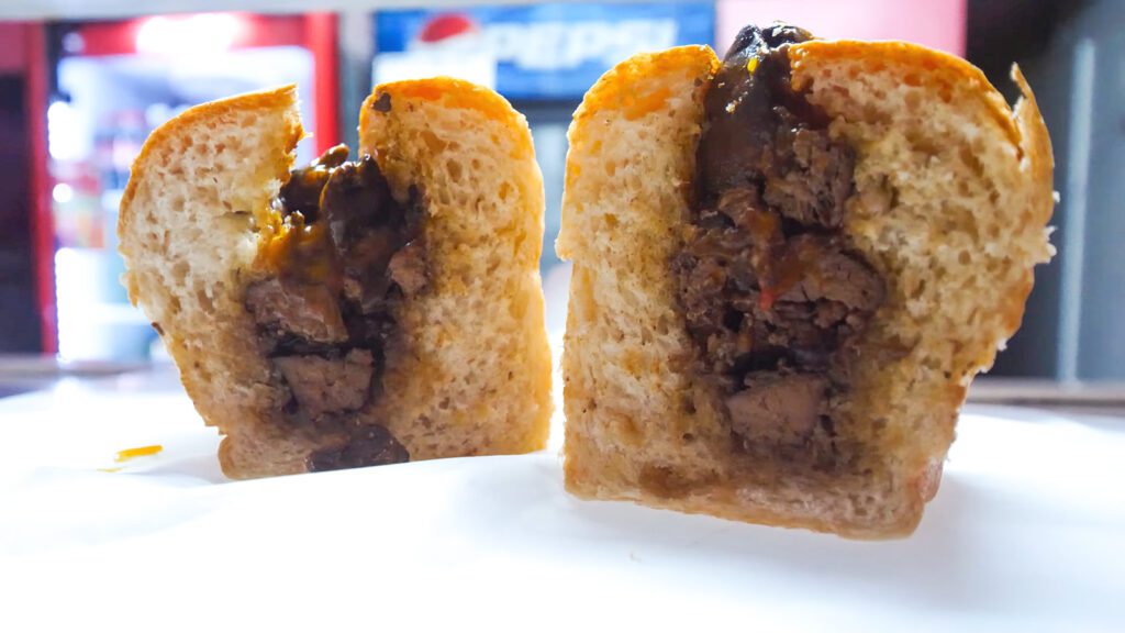 A liver cutter sandwich is a popular Barbados street food | Davidsbeenhere