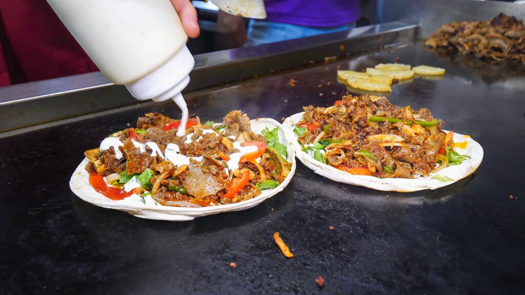 Lamb and beef gyros being prepared in Trinidad | Davidsbeenhere