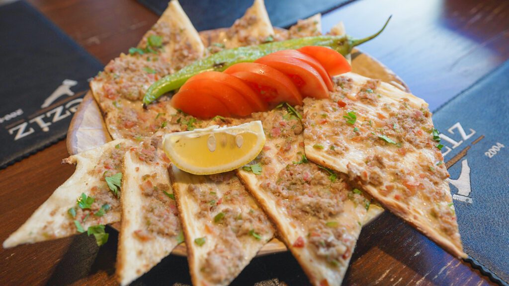 Lahmajun, a Turkish flatbread similar to pizza, on my Amsterdam food tour | Davidsbeenhere