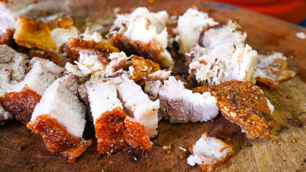 A fried pork mountain prepared by the Queen of Pork in Trinidad and Tobago | Davidsbeenhere