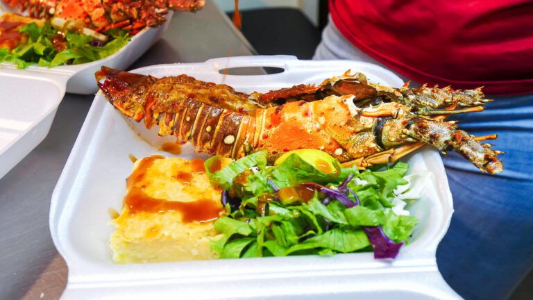 Caribbean seafood (a stuffed lobster with shrimp and butter sauce) in Trinidad | Davidsbeenhere
