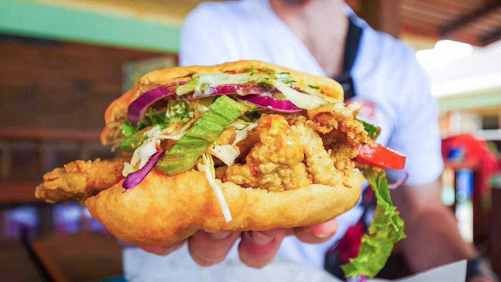 The famous bake and shark sandwich at Maracas Beach on the island of Trinidad | Davidsbeenhere