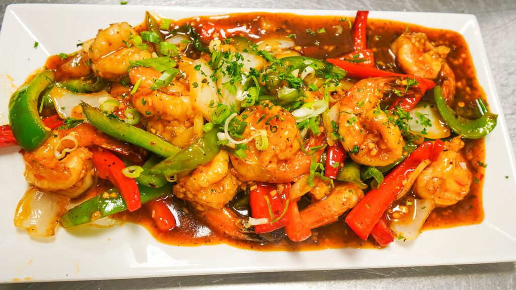 Pepper Shrimp, a Chinese-inspired Caribbean dish, at Legends Resto & Lounge | Davidsbeenhere