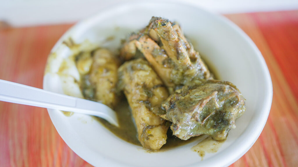 Crab callaloo and dumplings at the Caribbean market in Portsmouth, Dominica | Davidsbeenhere