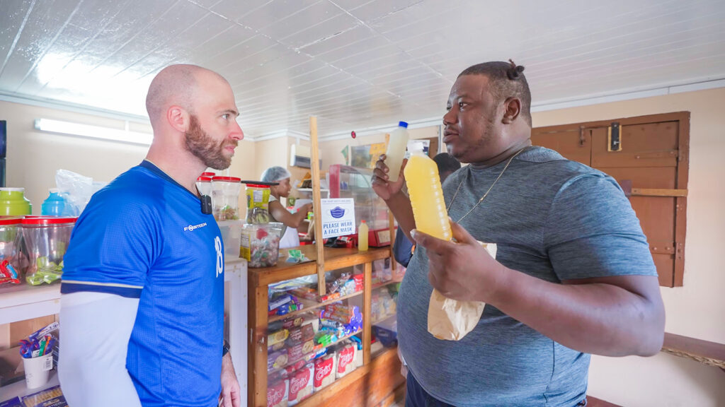 David Hoffmann and Bongo visit a local convenience store in Portsmouth, Dominica | Davidsbeenhere