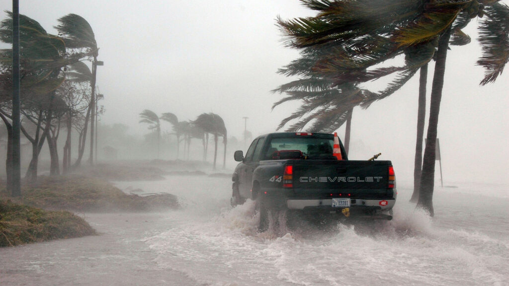 A pickup truck drives through storm surge in Key West, Florida | Davidsbeenhere