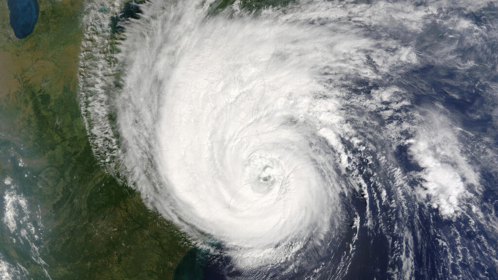 A satellite image of Hurricane Isabel impacting the east coast of the United States in 2003 | Davidsbeenhere