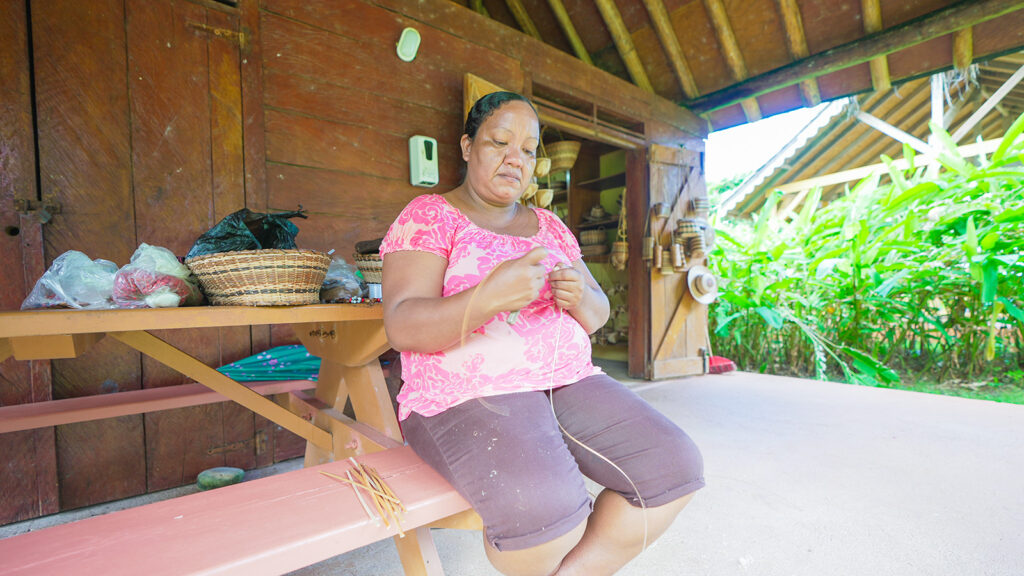 An Indigenous woman weaves a basket in the Kalinago Territory in Dominica | Davidsbeenhere