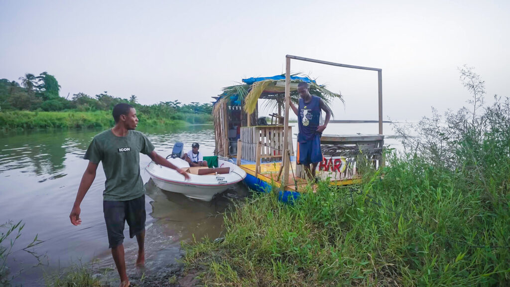 Arriving at a floating bar in Dominica | Davidsbeenhere