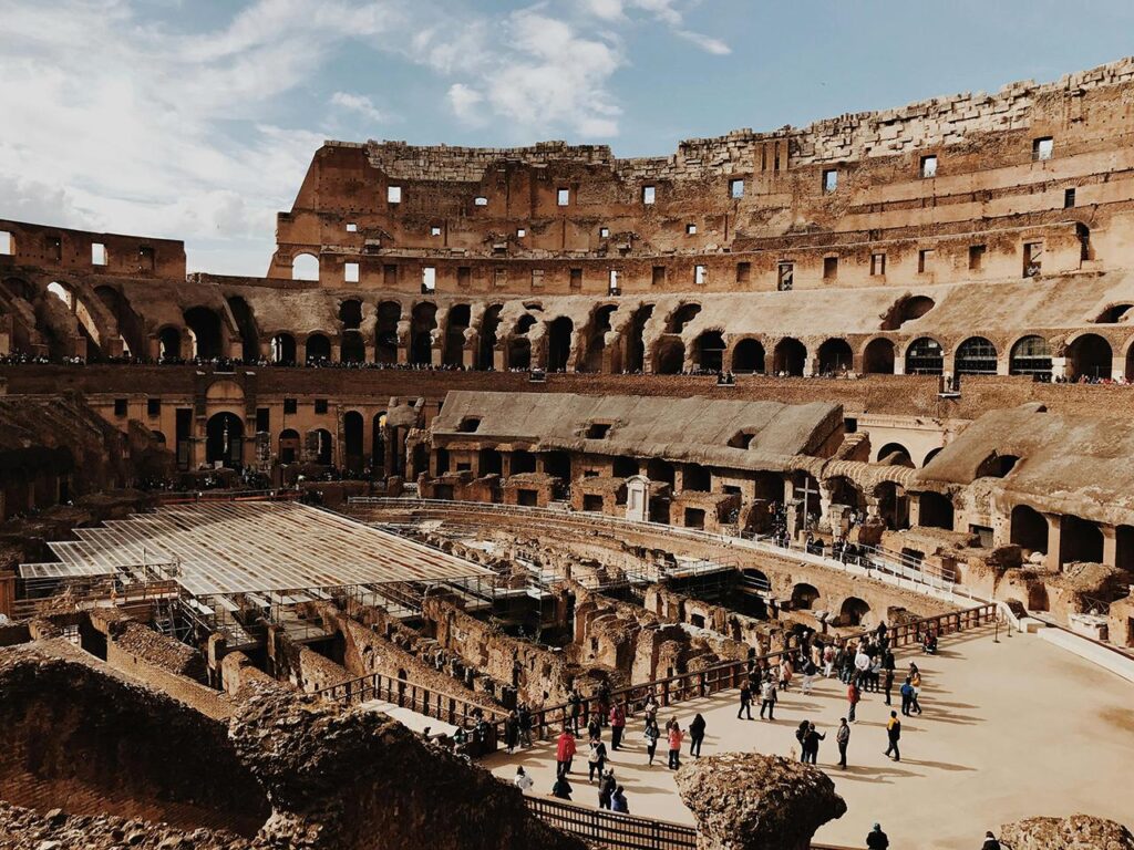 An interior shot of the Roman Colosseum in Rome, Italy | Davidsbeenhere